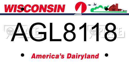 AGL8118 Wisconsin License Plate