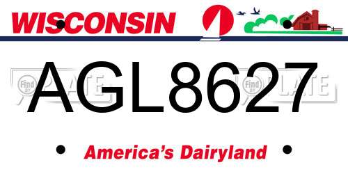 AGL8627 Wisconsin License Plate