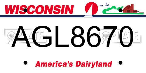 AGL8670 Wisconsin License Plate