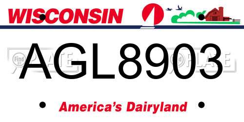 AGL8903 Wisconsin License Plate