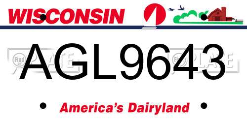 AGL9643 Wisconsin License Plate