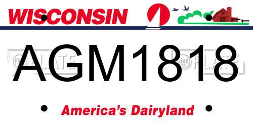 AGM1818 Wisconsin License Plate