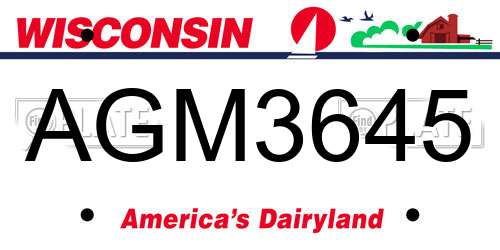 AGM3645 Wisconsin License Plate