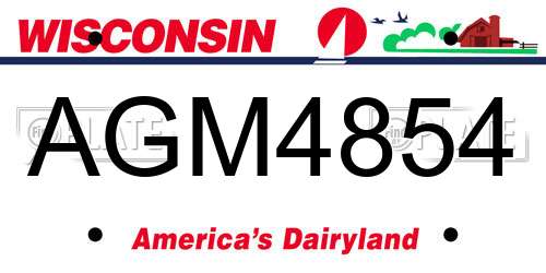 AGM4854 Wisconsin License Plate