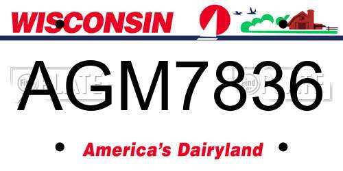 AGM7836 Wisconsin License Plate