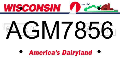 AGM7856 Wisconsin License Plate