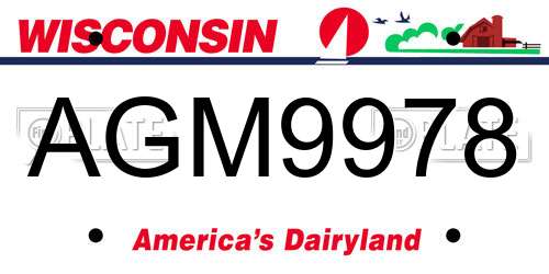 AGM9978 Wisconsin License Plate