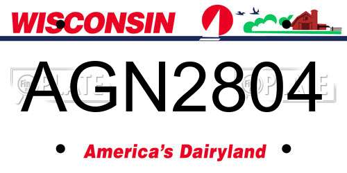 AGN2804 Wisconsin License Plate