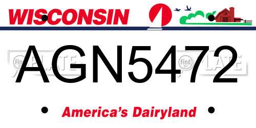 AGN5472 Wisconsin License Plate