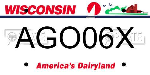 AGO06X Wisconsin License Plate