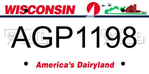 AGP1198 Wisconsin License Plate