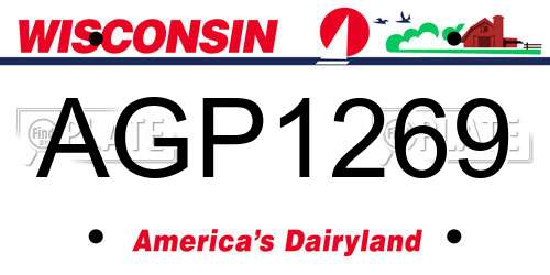 AGP1269 Wisconsin License Plate