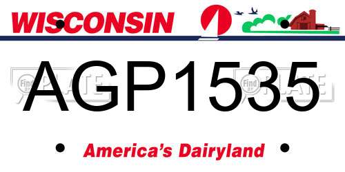 AGP1535 Wisconsin License Plate