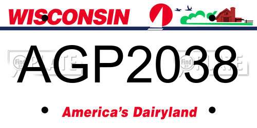 AGP2038 Wisconsin License Plate