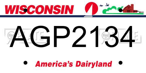 AGP2134 Wisconsin License Plate