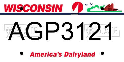 AGP3121 Wisconsin License Plate