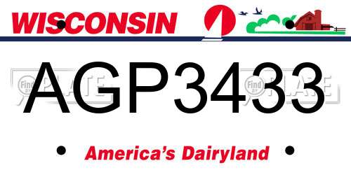 AGP3433 Wisconsin License Plate