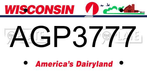 AGP3777 Wisconsin License Plate