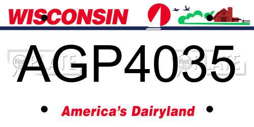 AGP4035 Wisconsin License Plate