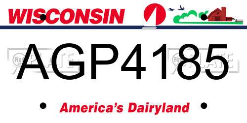 AGP4185 Wisconsin License Plate