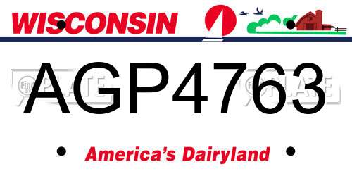 AGP4763 Wisconsin License Plate
