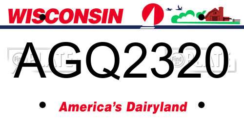 AGQ2320 Wisconsin License Plate