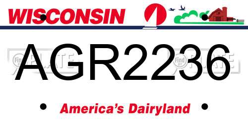 AGR2236 Wisconsin License Plate