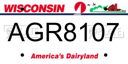 AGR8107 Wisconsin License Plate