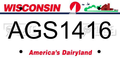 AGS1416 Wisconsin License Plate