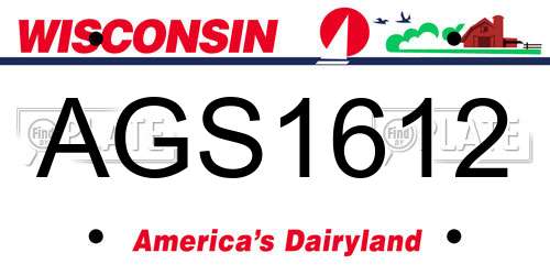 AGS1612 Wisconsin License Plate