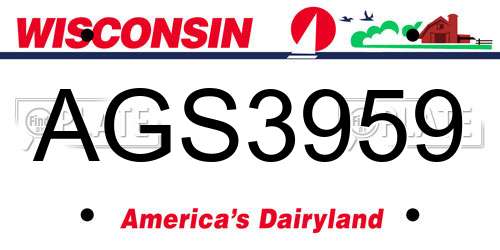 AGS3959 Wisconsin License Plate
