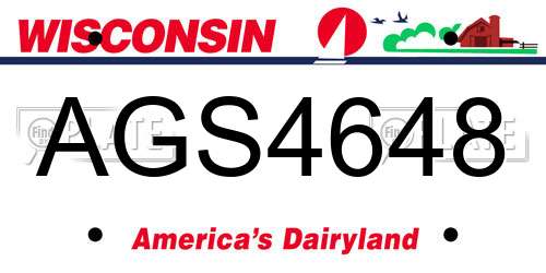 AGS4648 Wisconsin License Plate