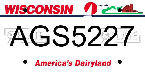 AGS5227 Wisconsin License Plate