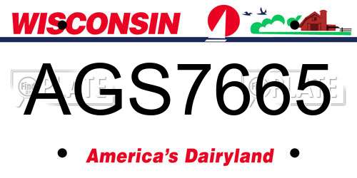 AGS7665 Wisconsin License Plate