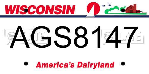 AGS8147 Wisconsin License Plate