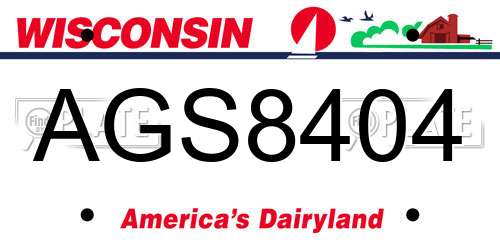 AGS8404 Wisconsin License Plate