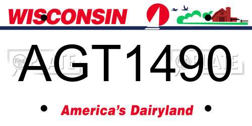 AGT1490 Wisconsin License Plate