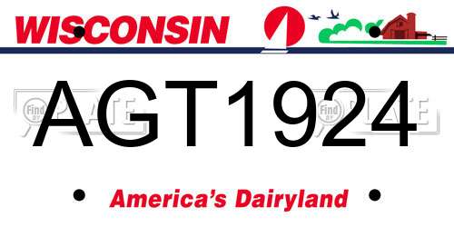 AGT1924 Wisconsin License Plate
