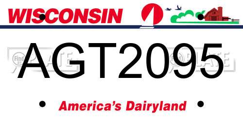 AGT2095 Wisconsin License Plate