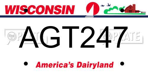 AGT247 Wisconsin License Plate