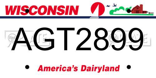 AGT2899 Wisconsin License Plate