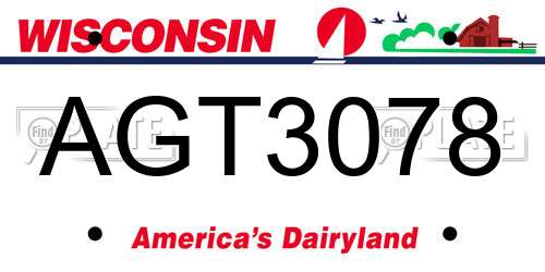 AGT3078 Wisconsin License Plate