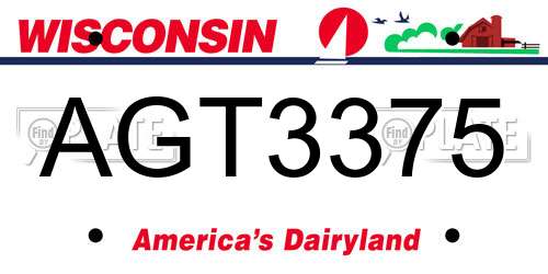AGT3375 Wisconsin License Plate