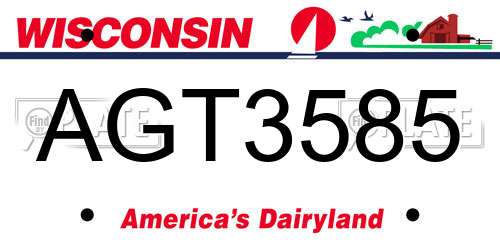 AGT3585 Wisconsin License Plate