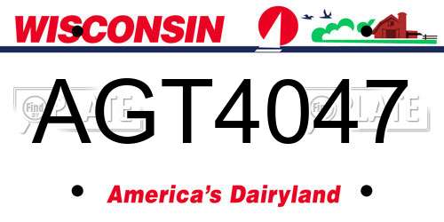 AGT4047 Wisconsin License Plate