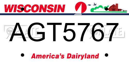 AGT5767 Wisconsin License Plate