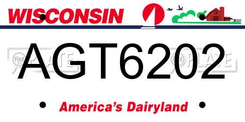 AGT6202 Wisconsin License Plate