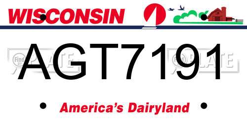 AGT7191 Wisconsin License Plate