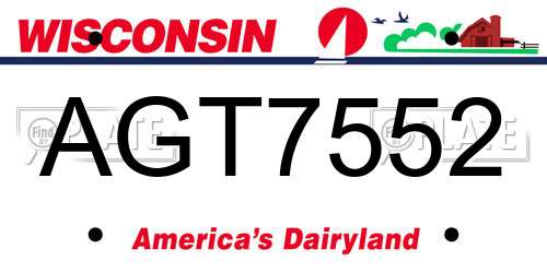 AGT7552 Wisconsin License Plate