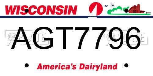 AGT7796 Wisconsin License Plate